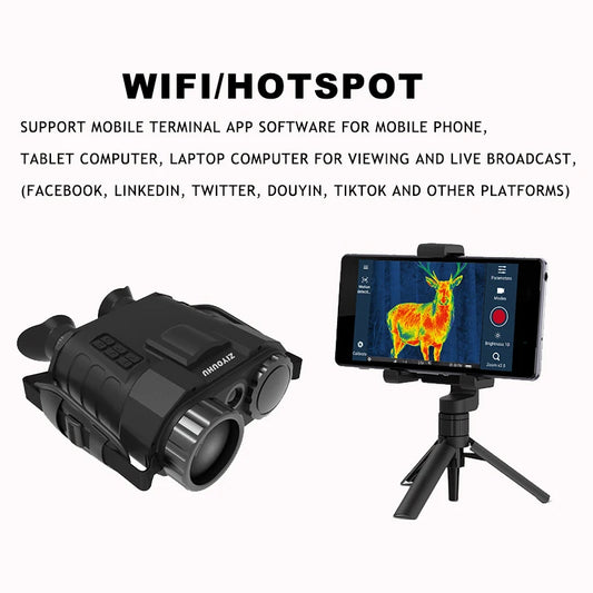 Thermal Imagery Binoculars with Rangefinder LRF Electronic Compass Heat Fusion Imaging 2000m Long Detection Range Video Records