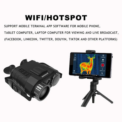 Thermal Imagery Binoculars with Rangefinder LRF Electronic Compass Heat Fusion Imaging 2000m Long Detection Range Video Records
