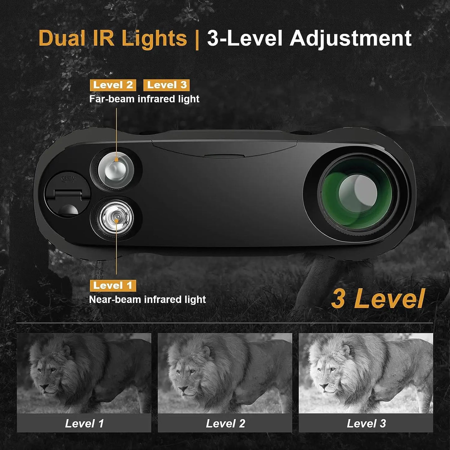 40X Digital Night Vision Binoculars Long Range 500m Viewing HD Video Photos Records Infrared Camcorder for Full Darkness Hunting
