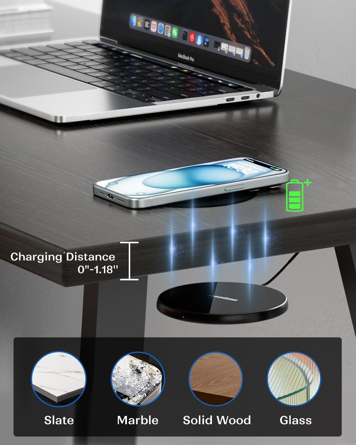 Invisible Wireless Charging Pad – Hidden Under Desk Charger