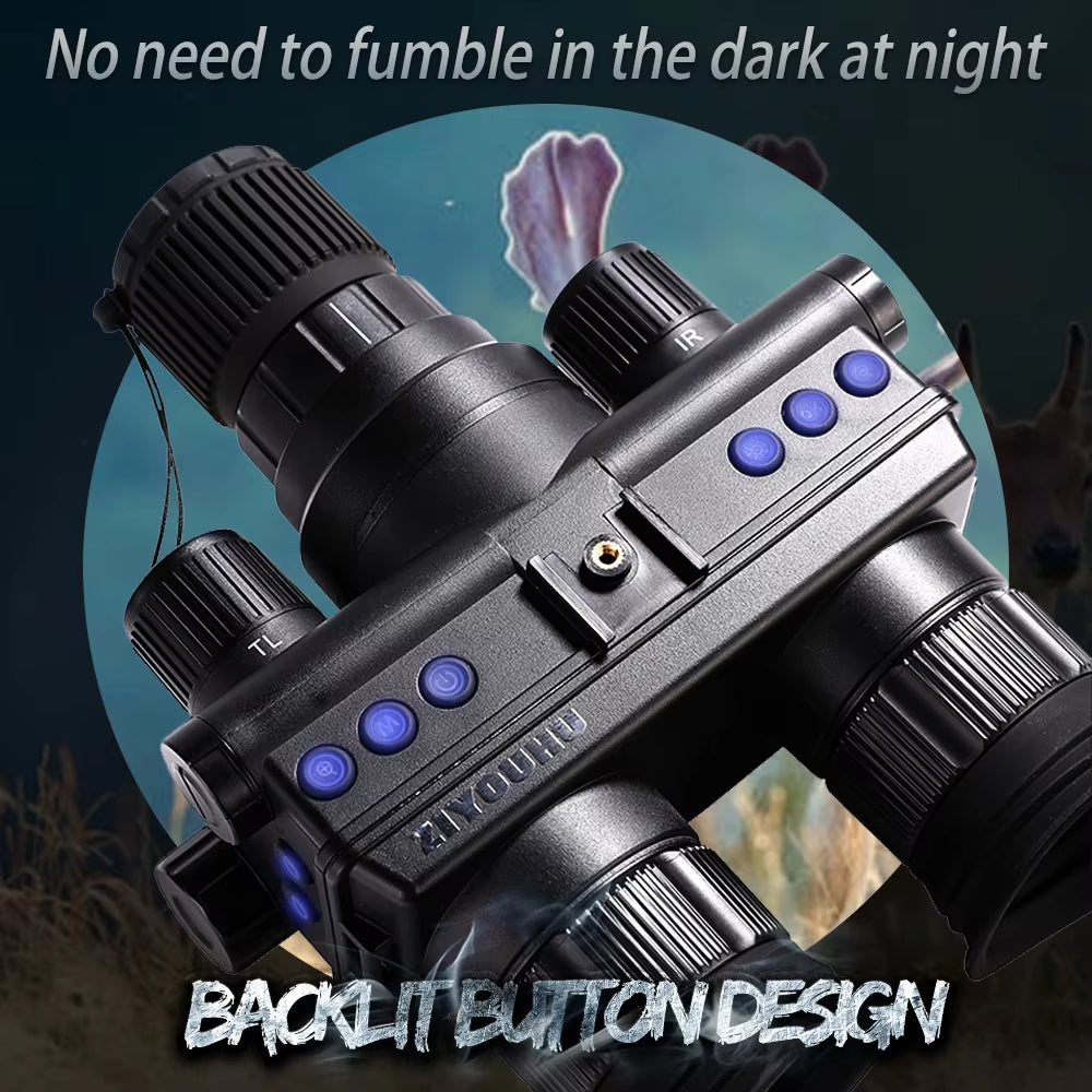OHB-R5 1080P HD Night Vision Digital Binoculars 600M Long Range Hunting with IR & Tacticle Flashlight Head Mounted Video Camera