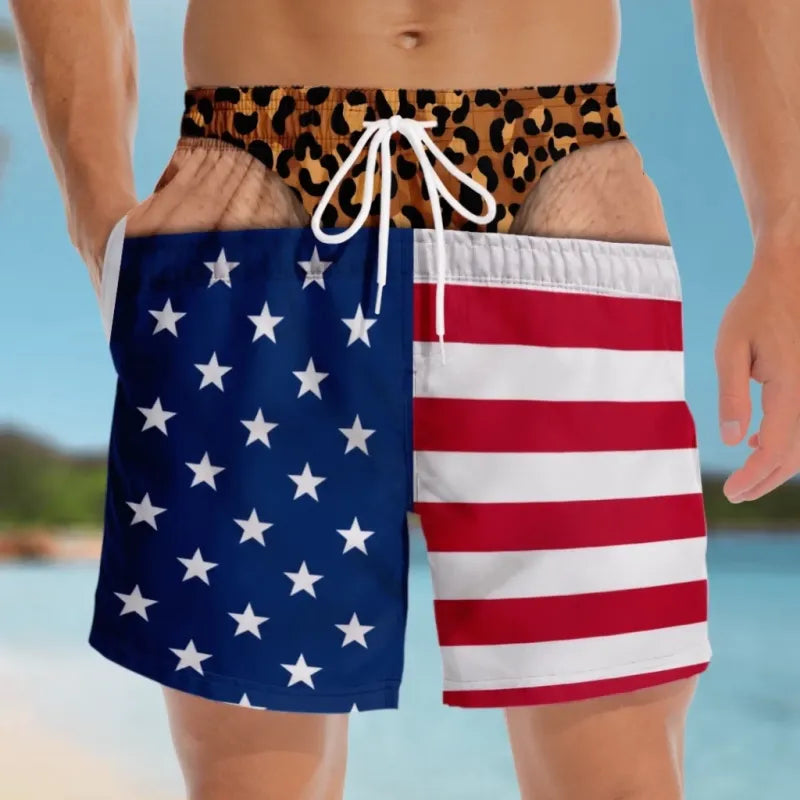 Funny Men’s Optical Illusion Swim Trunks | Novelty Party Board Shorts Gift for Husband Boyfriend