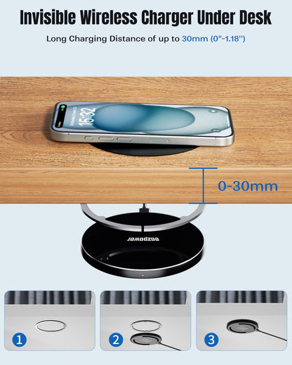 Invisible Wireless Charging Pad – Hidden Under Desk Charger
