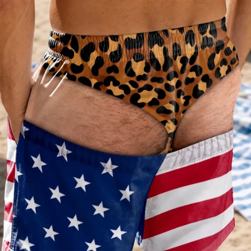 Funny Men’s Optical Illusion Swim Trunks | Novelty Party Board Shorts Gift for Husband Boyfriend