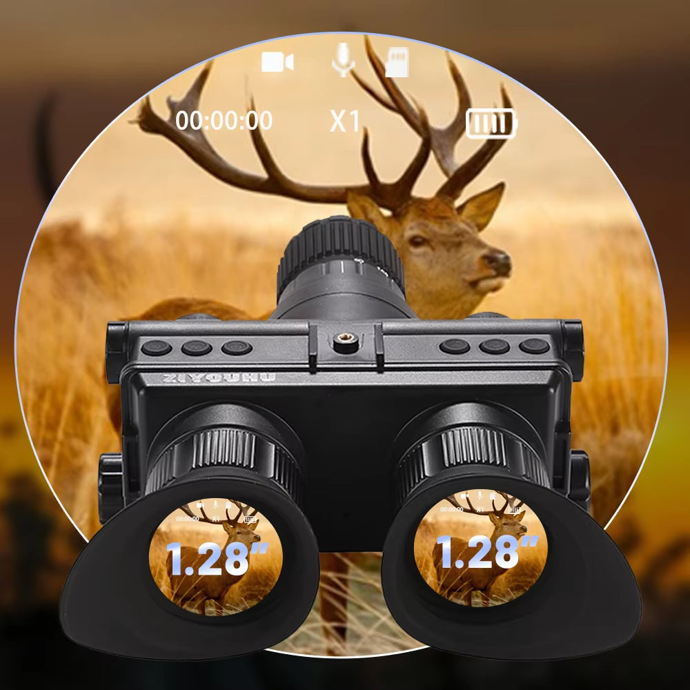 OHB-R5 1080P HD Night Vision Digital Binoculars 600M Long Range Hunting with IR & Tacticle Flashlight Head Mounted Video Camera