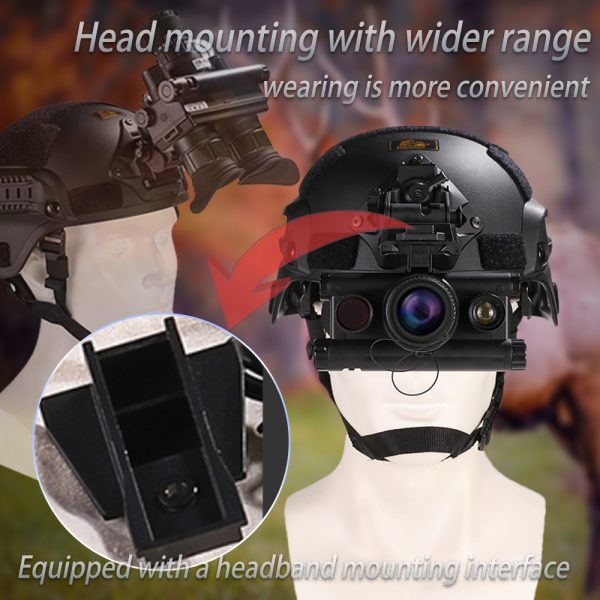 IR Head Mounted Night Vision Helmet Monocular Digital 1080P HD Video Camera Large Field of View for Hunting Day Night Dual Use