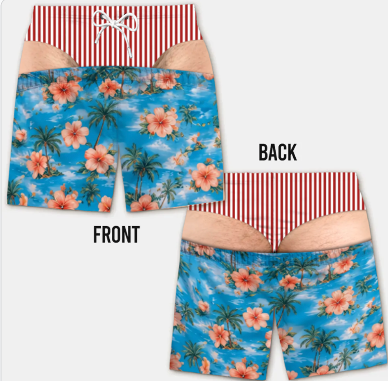 Funny Men’s Optical Illusion Swim Trunks | Novelty Party Board Shorts Gift for Husband Boyfriend
