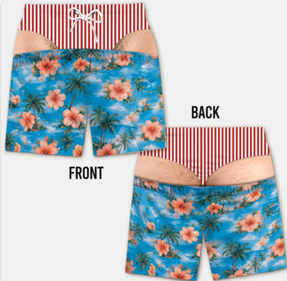 Funny Men’s Optical Illusion Swim Trunks | Novelty Party Board Shorts Gift for Husband Boyfriend