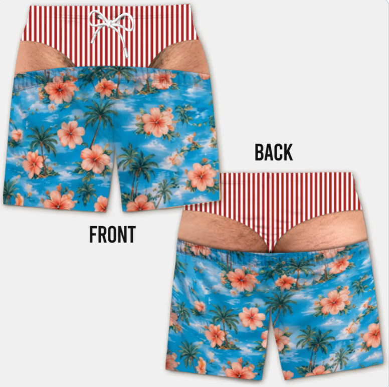 Funny Men’s Optical Illusion Swim Trunks | Novelty Party Board Shorts Gift for Husband Boyfriend