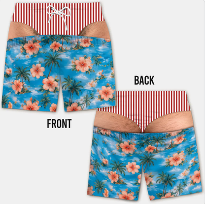 Funny Men’s Optical Illusion Swim Trunks | Novelty Party Board Shorts Gift for Husband Boyfriend