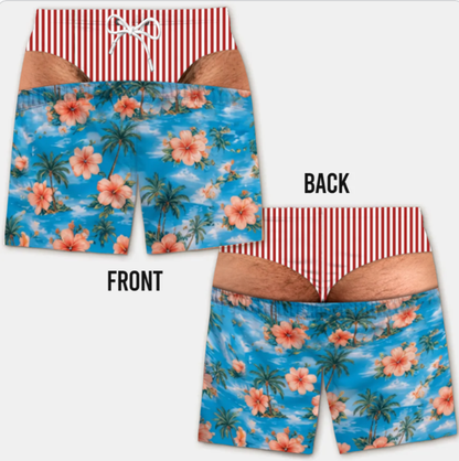 Funny Men’s Optical Illusion Swim Trunks | Novelty Party Board Shorts Gift for Husband Boyfriend
