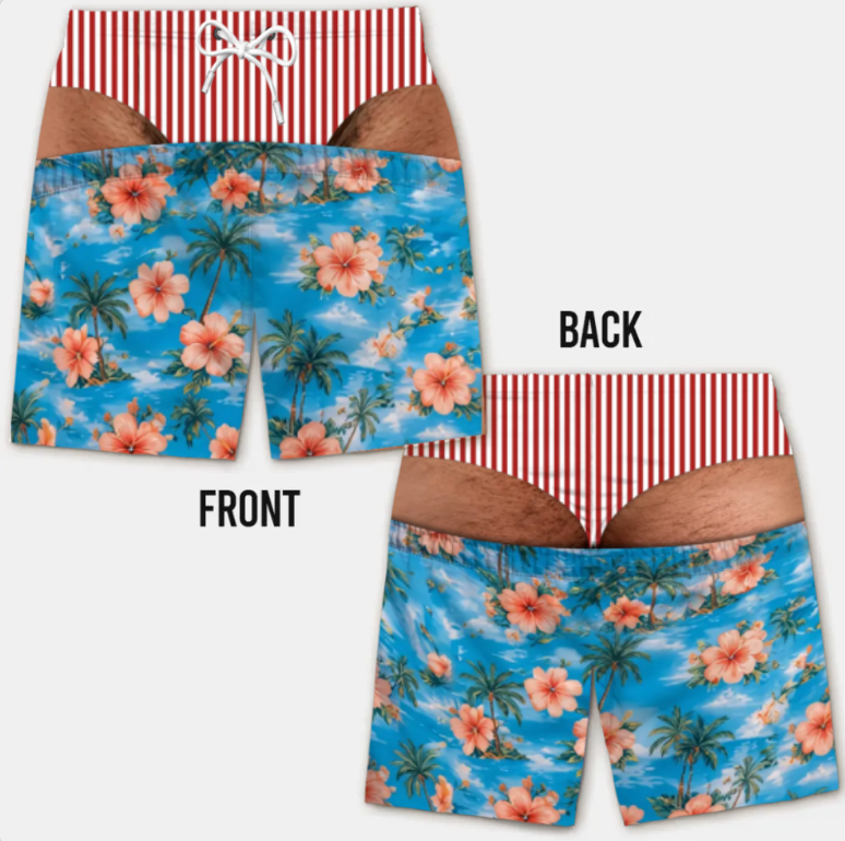 Funny Men’s Optical Illusion Swim Trunks | Novelty Party Board Shorts Gift for Husband Boyfriend
