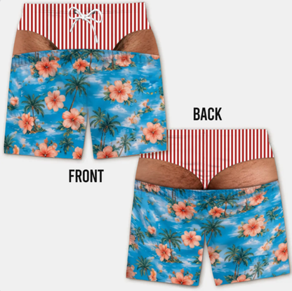 Funny Men’s Optical Illusion Swim Trunks | Novelty Party Board Shorts Gift for Husband Boyfriend