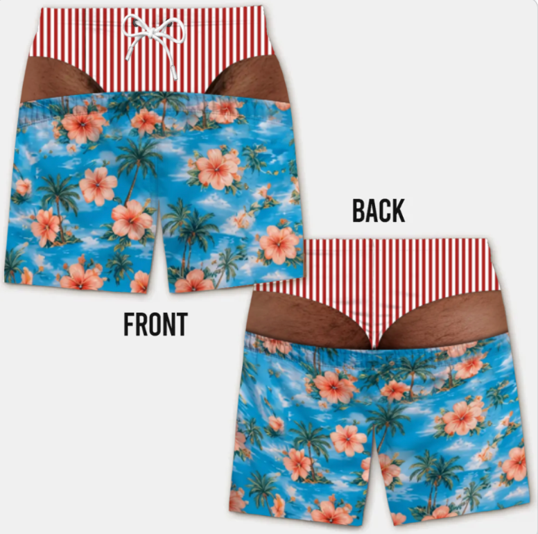 Funny Men’s Optical Illusion Swim Trunks | Novelty Party Board Shorts Gift for Husband Boyfriend