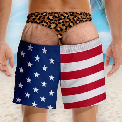 Funny Men’s Optical Illusion Swim Trunks | Novelty Party Board Shorts Gift for Husband Boyfriend