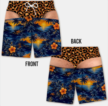 Funny Men’s Optical Illusion Swim Trunks | Novelty Party Board Shorts Gift for Husband Boyfriend