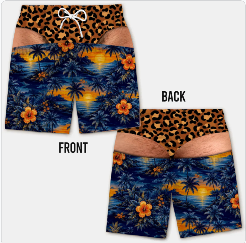 Funny Men’s Optical Illusion Swim Trunks | Novelty Party Board Shorts Gift for Husband Boyfriend