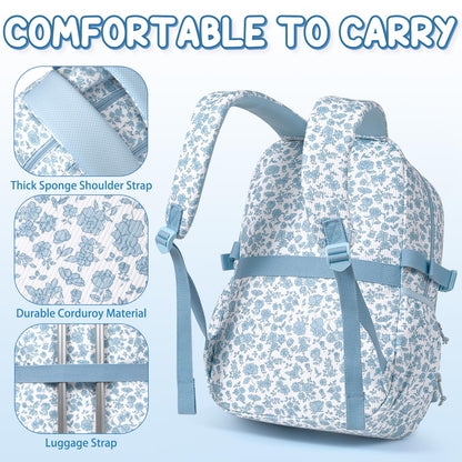 Fimibuke 3-Piece Corduroy Backpack Set for Girls – Lightweight Bow School Bag with Lunch Bag & Pencil Case