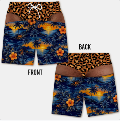 Funny Men’s Optical Illusion Swim Trunks | Novelty Party Board Shorts Gift for Husband Boyfriend