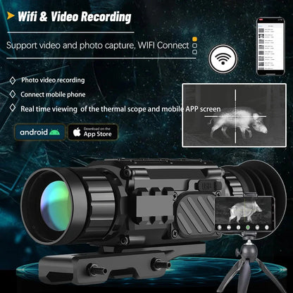 AH35/50L Thermal Imaging Sight Scope IP67 Waterproof Laser Ranging Pseudo-Color Heat Monocular Camcorder Hunting Aiming Thermographic