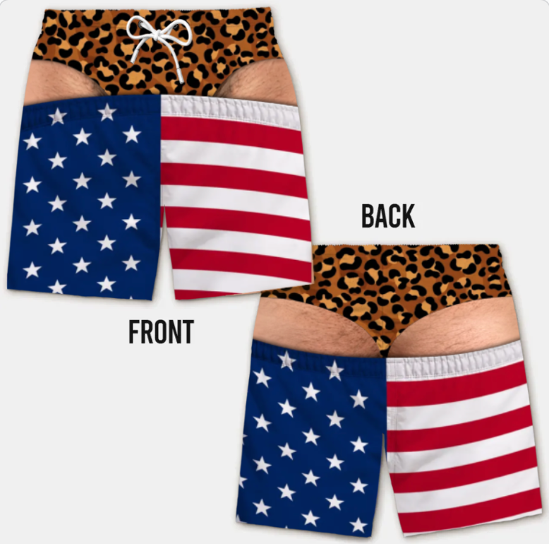 Funny Men’s Optical Illusion Swim Trunks | Novelty Party Board Shorts Gift for Husband Boyfriend