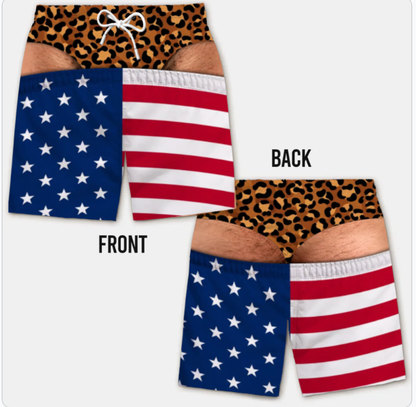Funny Men’s Optical Illusion Swim Trunks | Novelty Party Board Shorts Gift for Husband Boyfriend