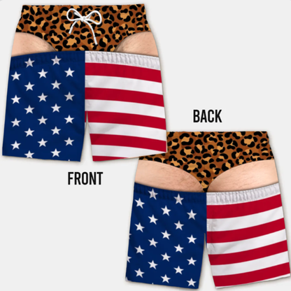 Funny Men’s Optical Illusion Swim Trunks | Novelty Party Board Shorts Gift for Husband Boyfriend